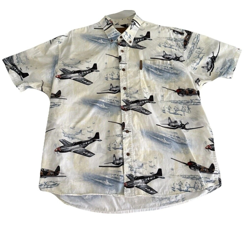 Clearwater Outfitters Men's XL Shirt G4 Military Planes Short Sleeve Button Down